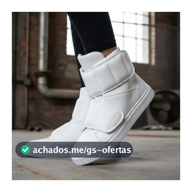 Tênis Botinha Moda Academia Fitness estiloso Fechamento em Velkro Branco