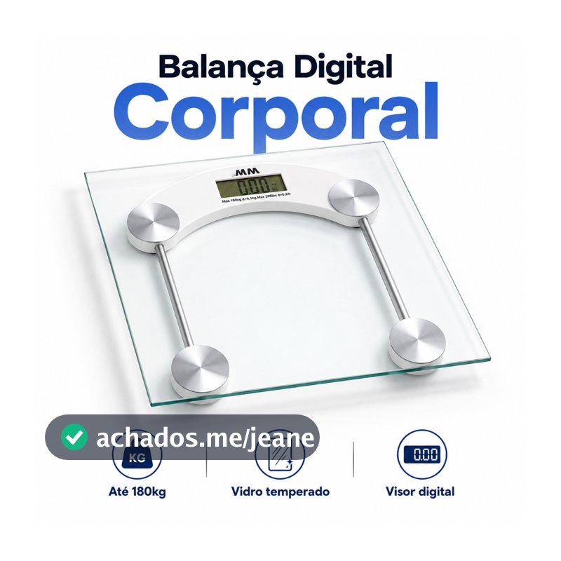 Balança Digital Corporal de Banheiro Quadrada 180kg
