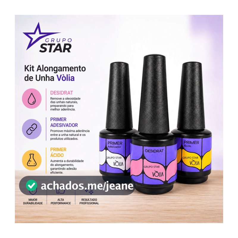 kit Alongamento e Blindagem de Unha 3 Peparadores - Volia Alongamento de Unha