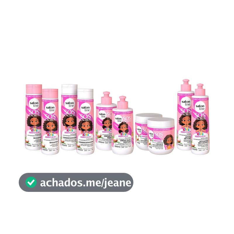 Kit SOS Kids 2 Shampoo 2 Condicionador 2 Máscara 2 Ativador 2 Creme Salon Line