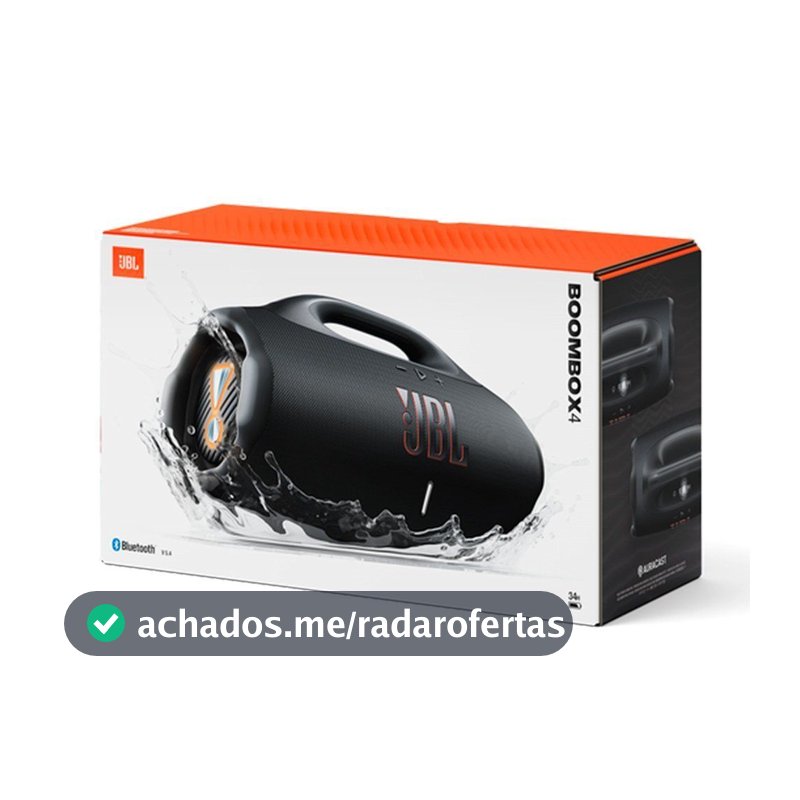 Caixa de Som Bluetooth JBL Boombox 4, com Auracast, IP68 Bivolt Preta