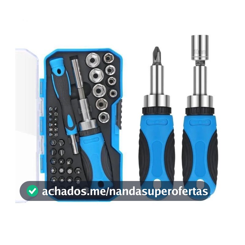 Jogo Chave Fenda Catracada Bits Soquetes Sextavado Kit 44 Pç