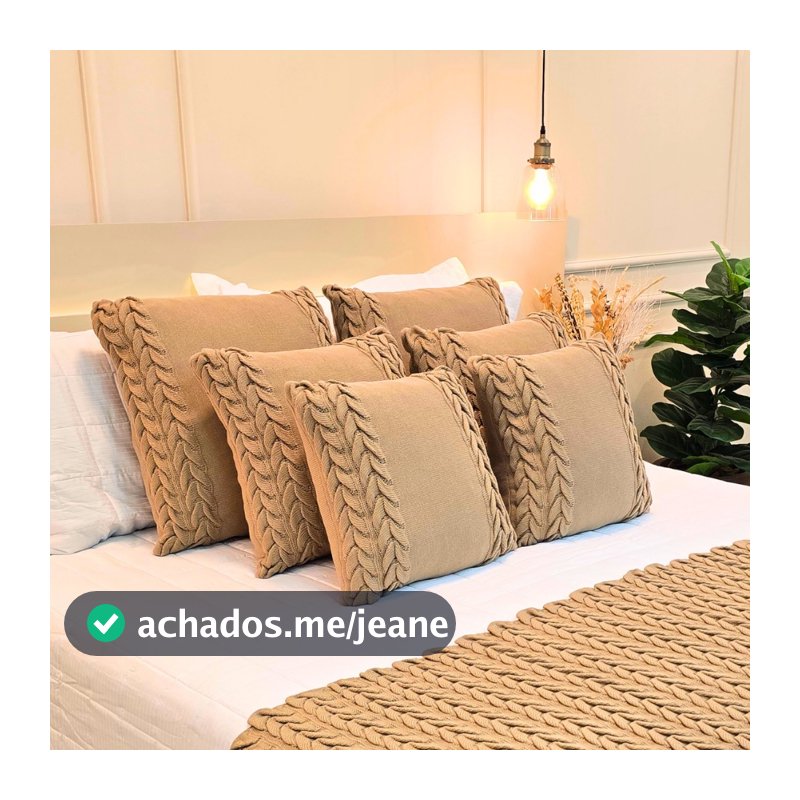 Capa de Almofada Tricot Decorativa Sofá Cama Aconchego Home Decor 45x45cm