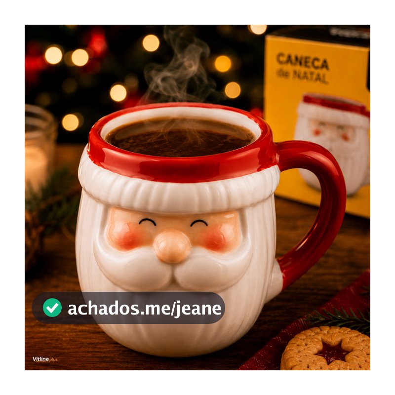 Xícara de Natal Papai Noel 330ml Porcelana Natalina Presente Natalino Decoração com Caixa