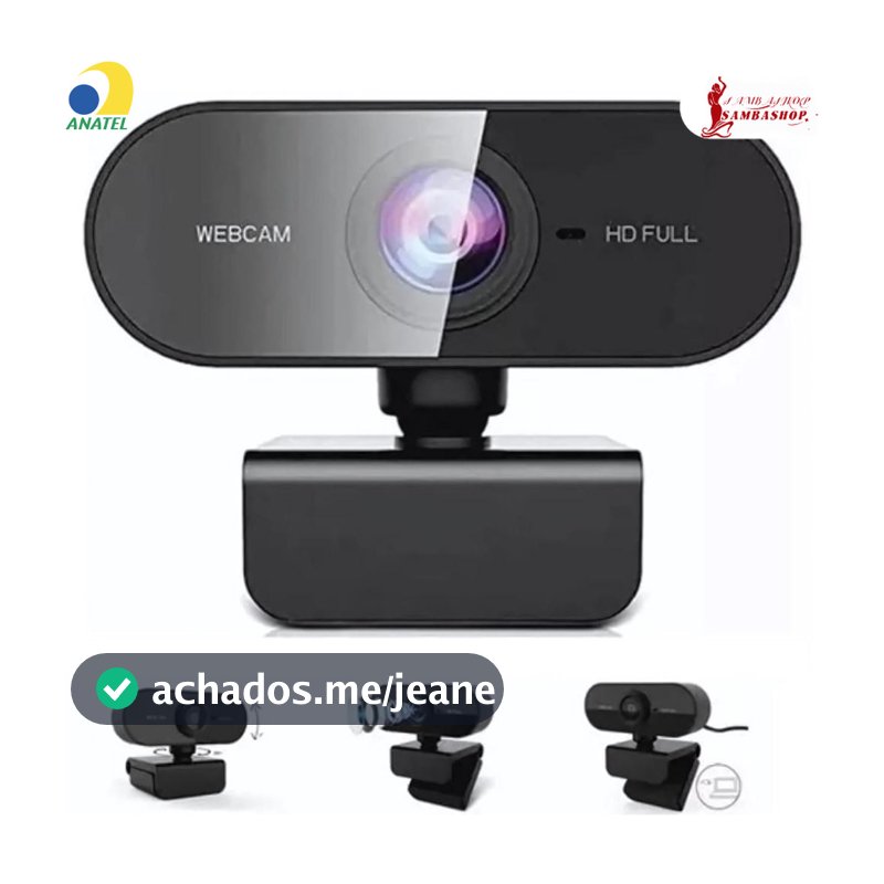 Câmera Webcam Full HD 1080p Microfone Integrado Giratório 360° Regulagem Livre Ideal para PC Notebook e Home Office