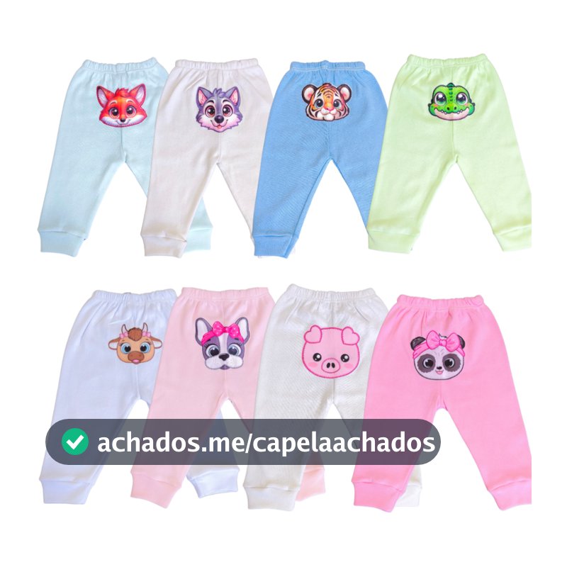 Kit 4 Peças Mijão Calça Estampada Bebê Infantil Menina e Menino 100% Algodão Enxoval Premium
