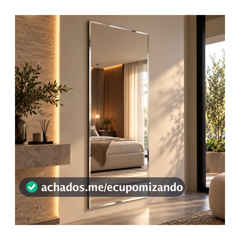 Espelho Mirano Paris 100x40cm Bisotê Grande Moderno Banheiro Lavabo Quarto Parede Decorativo Luxo