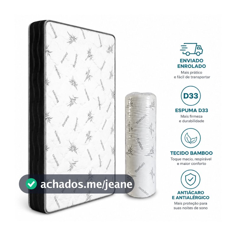 Colchão Tamanho Casal D33 Espuma Certificado Inmetro 188x138x12 Cm Ortopédico Alta Qualidade Conforto e Resistência - AV