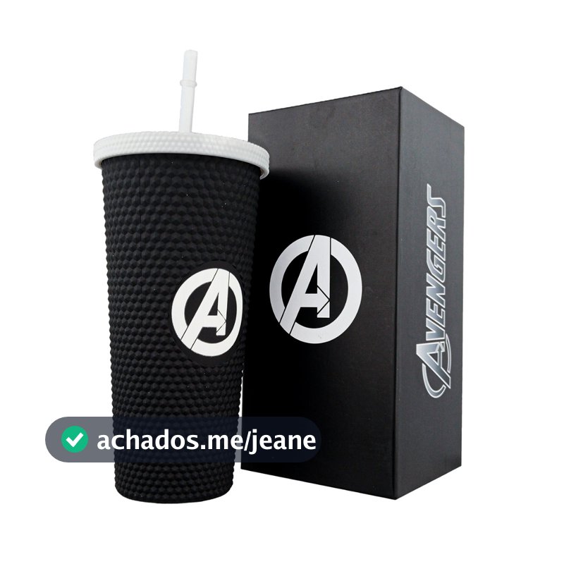 Copo Avengers Marvel 710ml Canudo Tampa Reutilizável