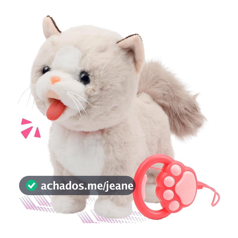 Brinquedo De Pelúcia De Gato Musical Falante Interativo Elétrico Walking Kitty De 12 " Com Trela De Controle Remoto Meow