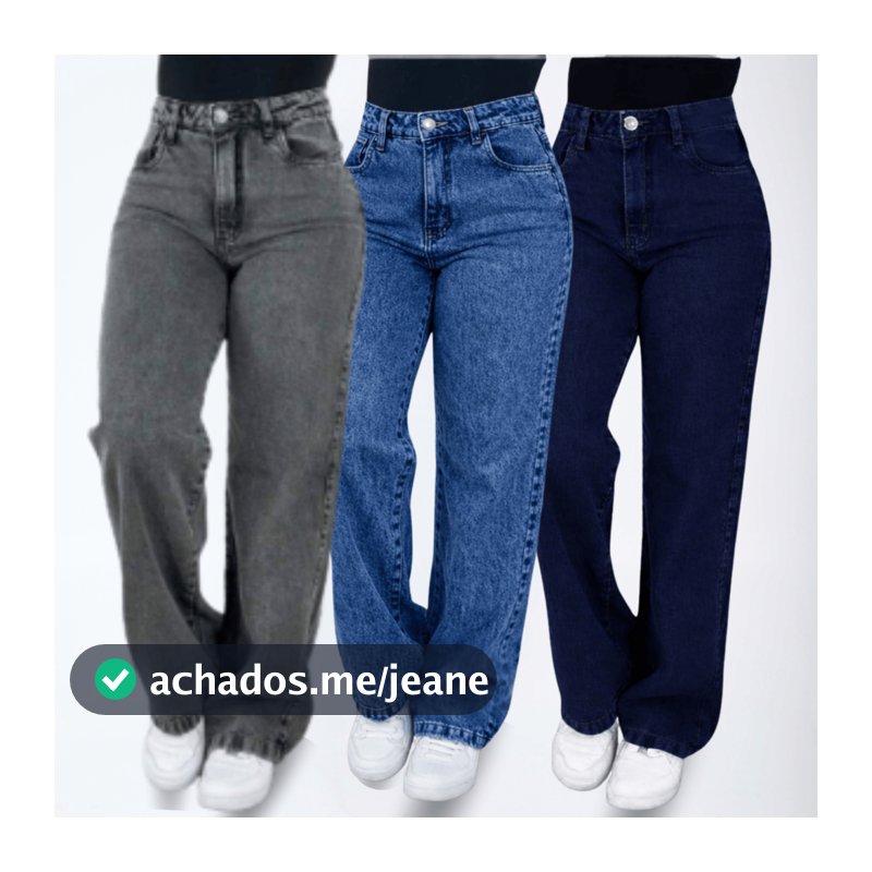 Kit 2 Wide Leg Feminina Jeans 100% Marmorizada Cintura Alta Pantalona Premium