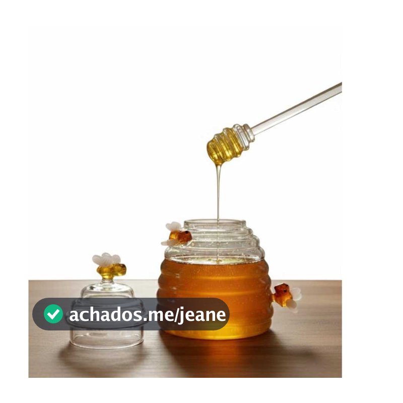 Meleira Açucareiro Love Bee de Vidro com Colher e Tampa de vidro 400ml