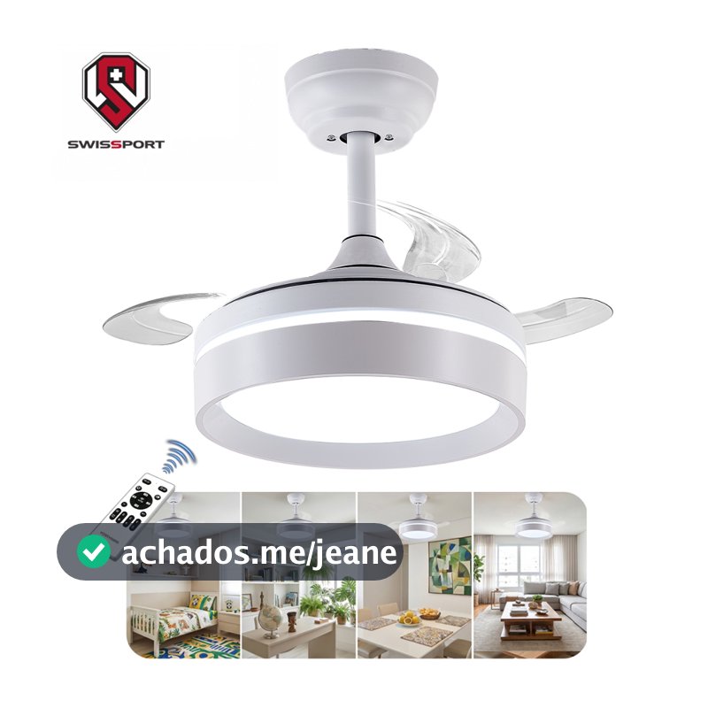 Swissport Ventilador De Teto 92cm LED Silencioso Bivolt 127/220V Turbo 6 Níveis De Velocidade lustre com ventilador