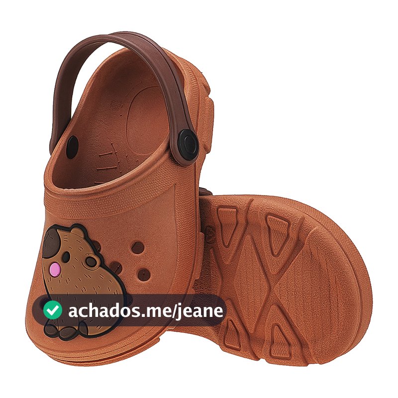 Sandália Menina Infantil Babuche Kidstep Capivara Fofa Marrom