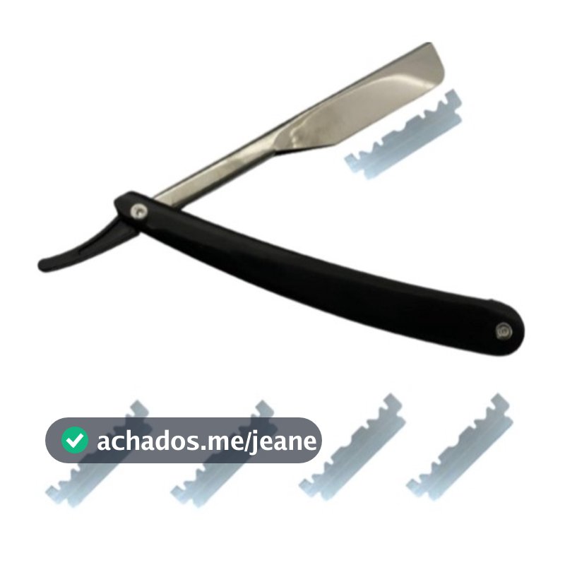 Navalha Navalhete Profissional Barbeiro + 5Lâminas Aço Inox Acabamento Barba Sobrancelha