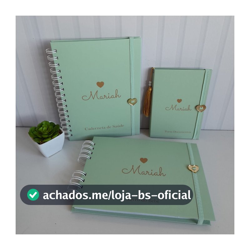 Kit Maternidade Personalizado 3 Peças | Livro do Bebê, Caderneta de Saúde e Porta Documentos