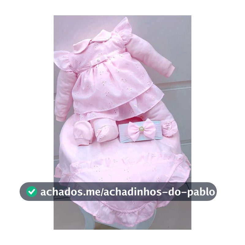 Kit Saída De Maternidade Menina Vestido 5 Peças Laise Rosa