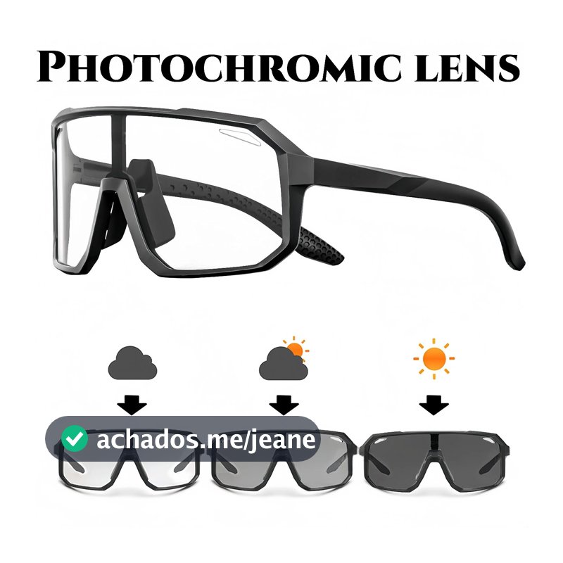 Óculos de Sol Esportivos Fotocromáticos, Lente Monolítica Grande, Ajuste Confortável para Ciclismo, Caminhada, Proteção