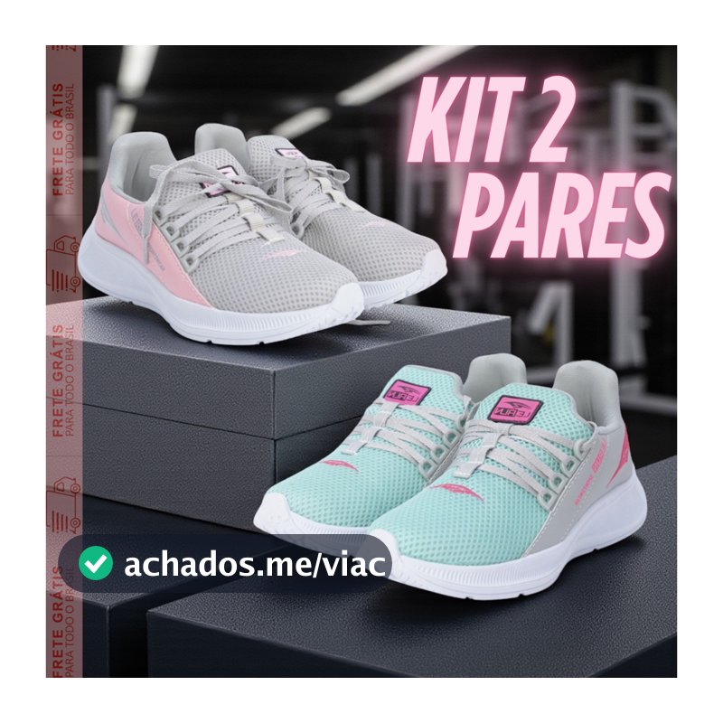 Kit 2 Pares Tênis Feminino Academia Corrida Leve Confortável Esportivo Ideal Para Treinos 38-43