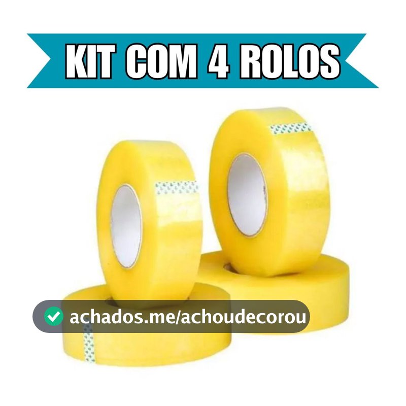 Kit c/ 4 Rolos De Fita Adesiva 300m Transparente Grossa Resistente Fechar Embalar Caixa Larga Grande