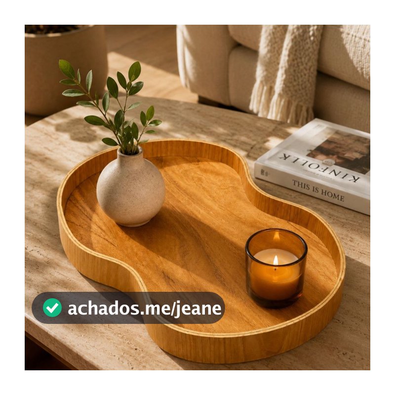 Bandeja Cinamomo Orgânica Decorativa Sala Cozinha Escritório