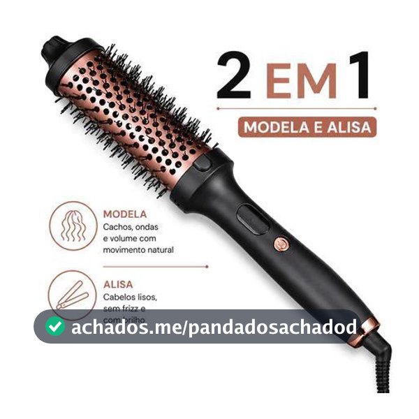 Escova Modeladora de Cabelo 2 em 1 | Alisador e Modelador com Íons Negativos