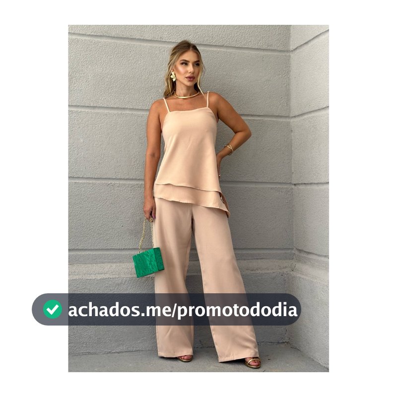 EMILI Conjunto Tunica Calça Pantalona e Blusa Regata Bata/Alcinha Regualar/Pantalona/ Ziper e Botões/ Bata Fenda - S783