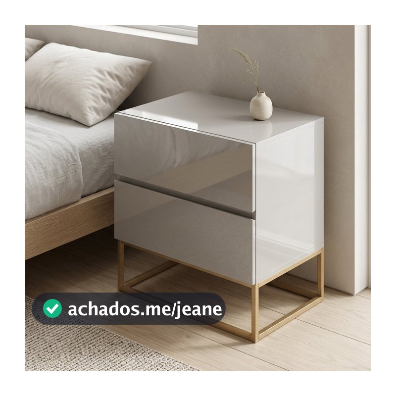 Kit 2 Mesa de Cabeceira Criado Quarto Eros 45cm Industrial Com Pés De Ferro Dourado/Cobre/Preto 2gav