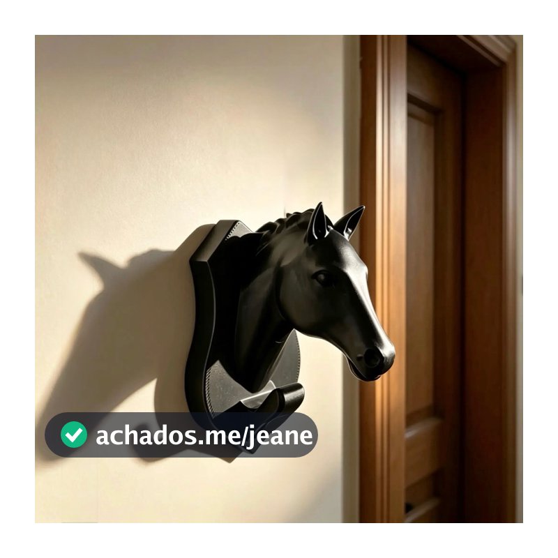 Gancho Cavalo Decorativo Parede Cabideiro Organização Casa Fazenda Preto