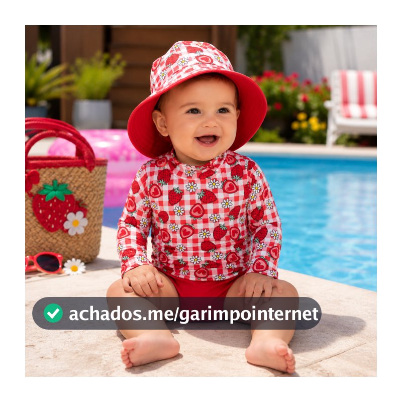 Kit Lote Blusa Proteção Solar Tapa Fralda Chapéu Bebê Infantil Moda Praia Meninas - Biquíni Infantil