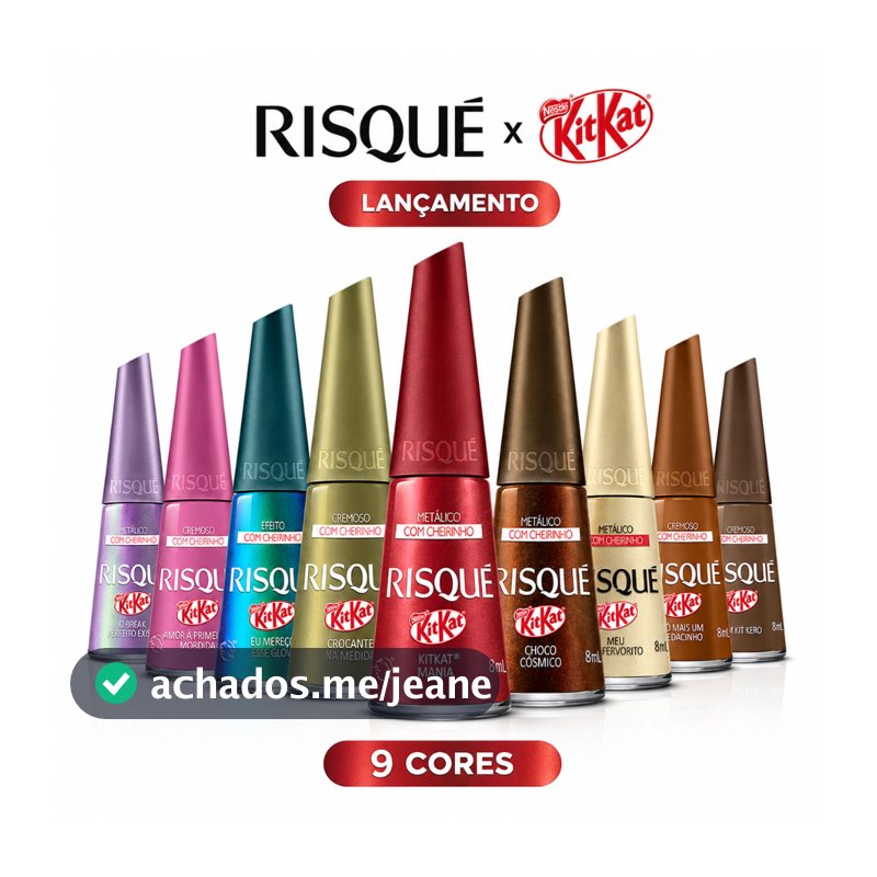 Kit Esmaltes Risqué KitKat Lançamento Esmalte Com Cheirinho De Chocolate Coleção Completa Oficial | Escolha seu kit