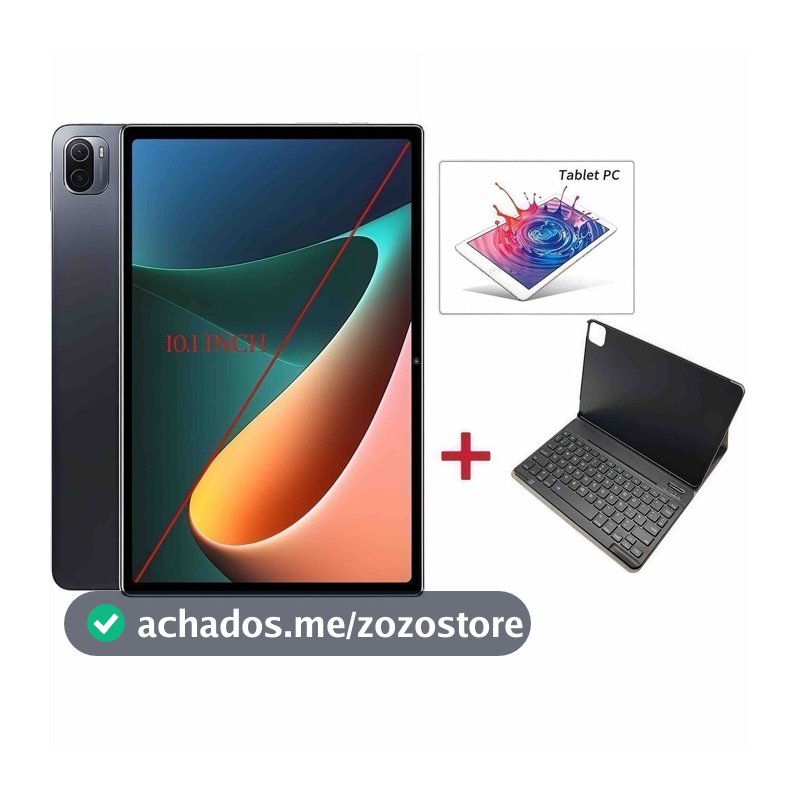 Tablet 10.1” HD + Teclado Bluetooth Capa 2 em 1 WiFi Android Tela Grande Alta Performance
