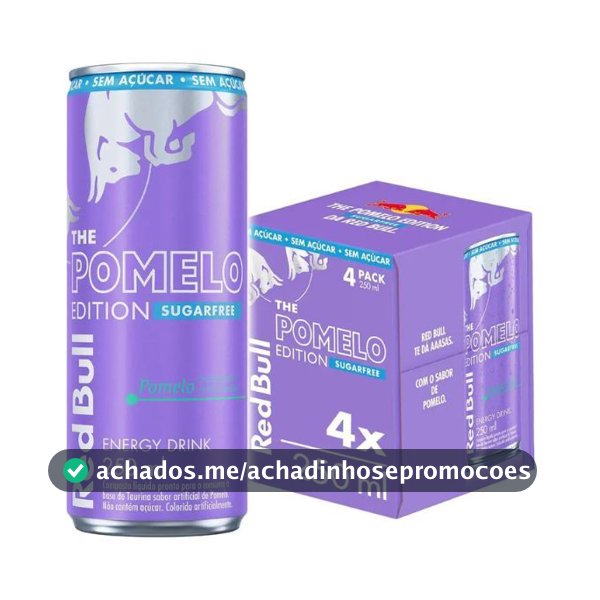 Pack 4 Latas Red Bull Energético, Pomelo, Sem Açúcar, 250ml