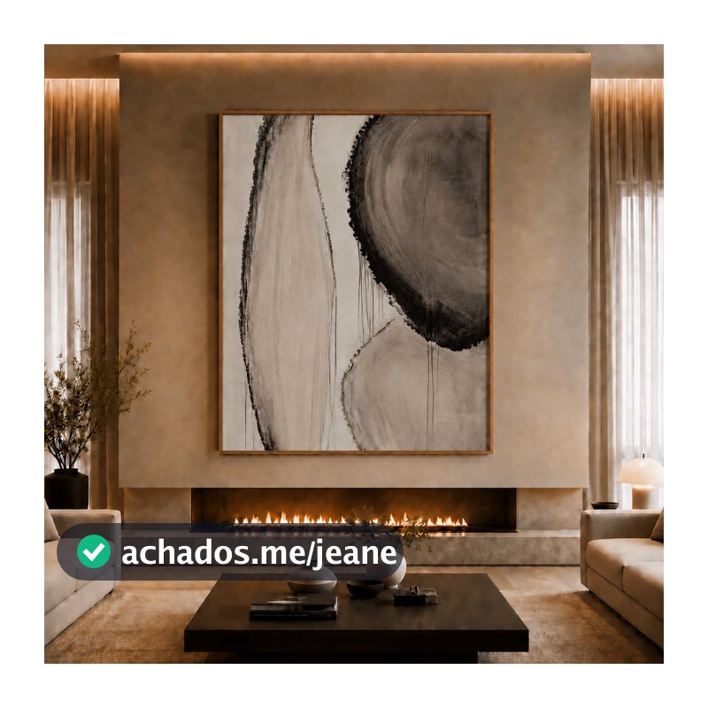 Quadro Decorativo Abstrato Grande Moderno Sala 120X90cm com Vidro e Moldura Premium para Sala de Estar Luxo 16