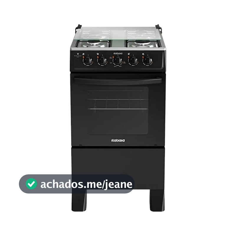 Fogão 4 Bocas Preto Itatiaia de chão Star Clean a gás Mesa Inox Forno 51L porta de vidro Acendimento manual