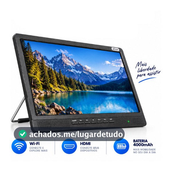 TV Digital Portátil 17,3" Monitor LCD Android 14 HDMI USB Bateria 4000mAh Wi-Fi Controle Remoto