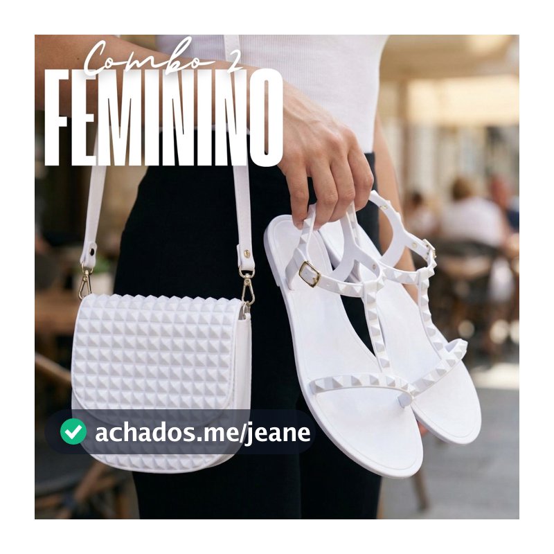 Kit Sandália Feminina Rasteirinha Plana Fivela Moda Verão Casual + Bolsa