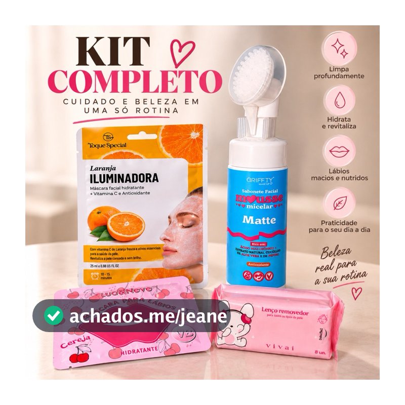 Kit Skincare Completo Feminino Facial + Lábios Hidratação e Autocuidado