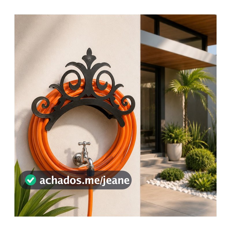 Suporte Fixo de Enrolar Mangueira Até 50 Metros Aço Reforçado Modelo Clássico Decorativo Resistente