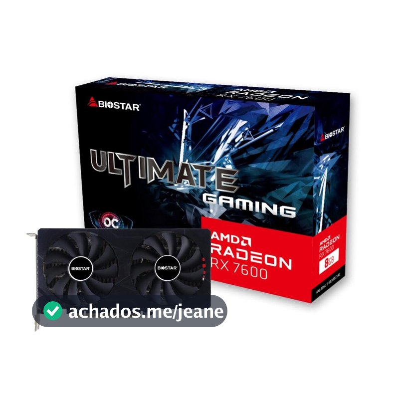 Placa De Vídeo Biostar AMD Radeon RX 7600 OC Ultimate Gaming, 8GB, GDDR6, FSR, Ray Tracing, VA76S6RM81