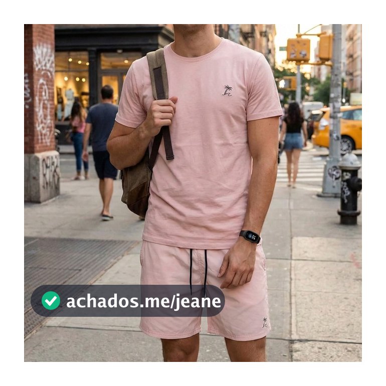 Kit Camiseta Masculina + Short Tactel Várias Cores Coqueiro Praia + Brinde