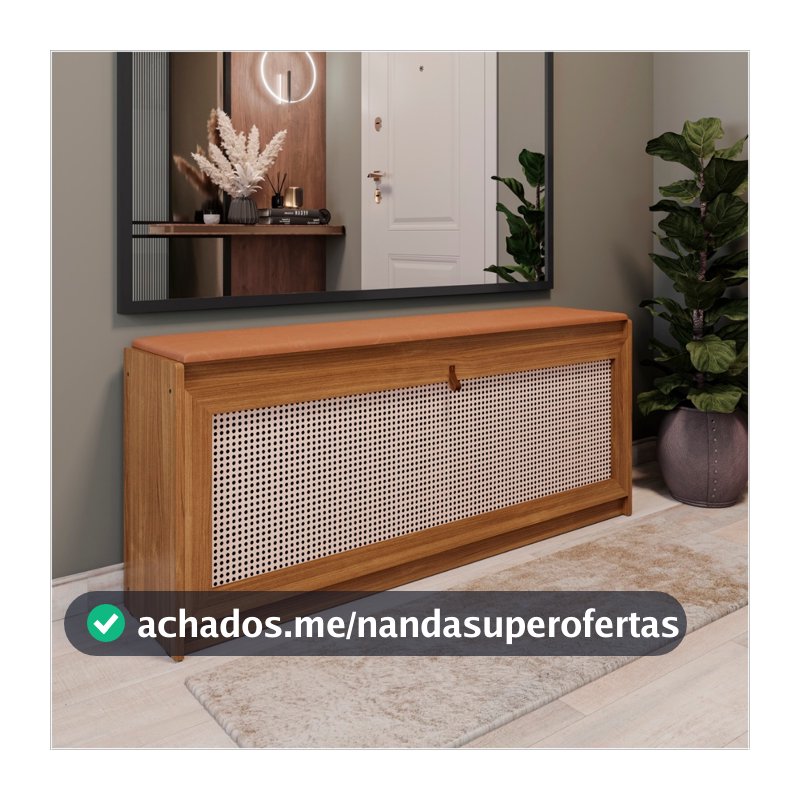 Banco Sapateira 130cm Madeira com Assento Almofadado Corino Organizador para Quarto Ofertamo