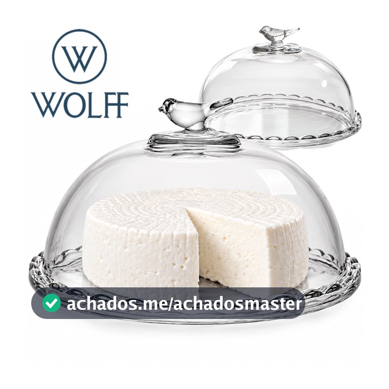 Queijeira Vidro Wolff Bird Passarinho 20cm com Tampa Queijo - Elegância Luxuoso Cozinha