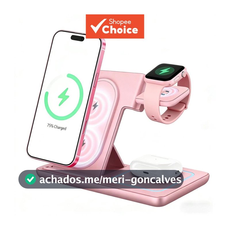 Carregador De Estação De Carregamento Sem Fio Dobrável Para Smartphone iPhone 11-17 E Iwatch/AirPods , Carga Rápida Mult