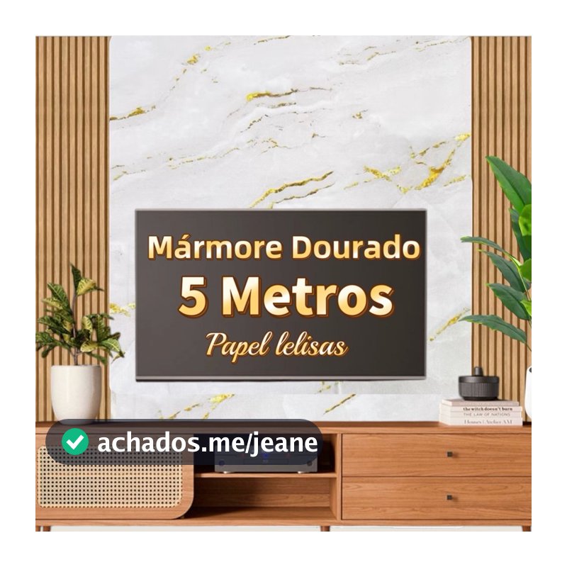 Papel de Parede  3D Mármore Dourado 5 METROS x 45CM Adesivo Autocolante para Sala, Quarto