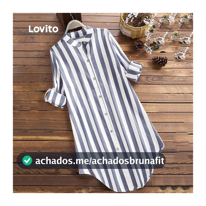 Lovito Casual Vestido Listrado Feminino LNL83190(corte Solto)