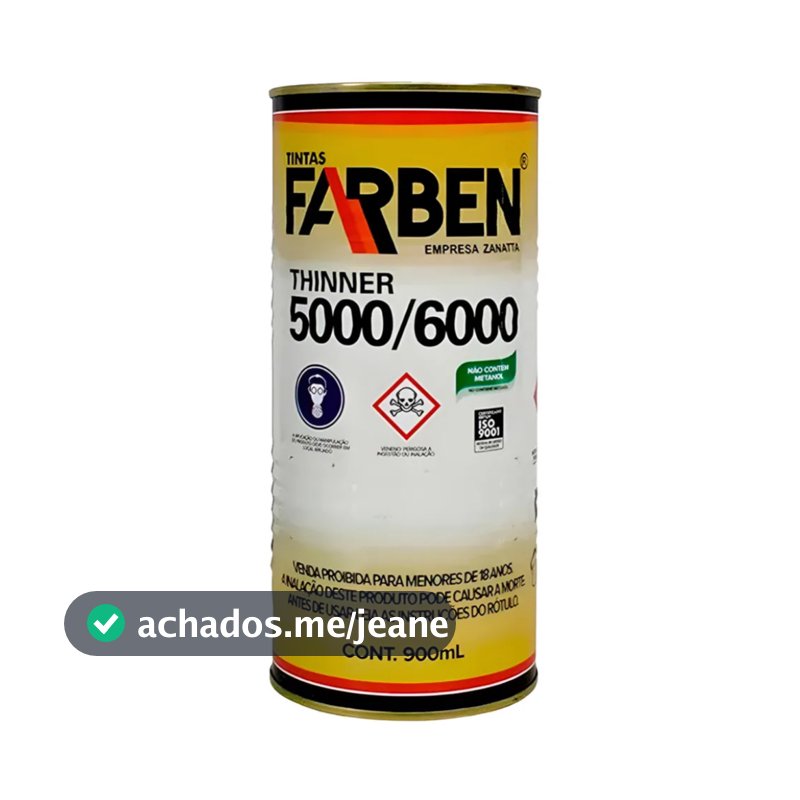 Thinner Farben 900ml 5000-6000 Diluição Eficiente e Alta Qualidade, para Projetos Automotivo, Indust