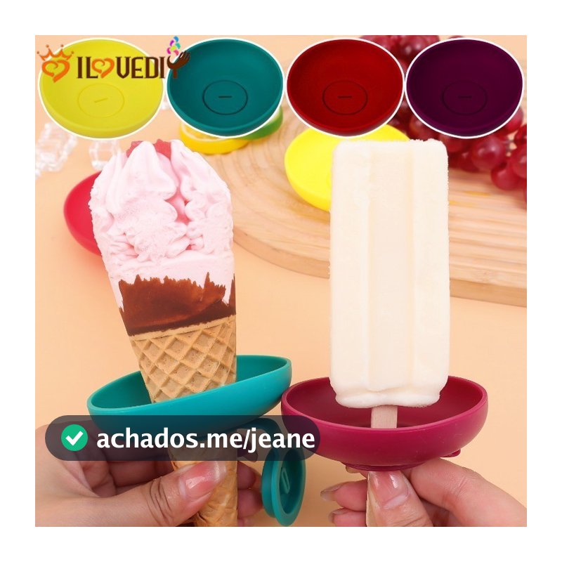 Suporte De Sorvete De Silicone Com Base Antiderrapante | Design Portátil À Prova De Vazamentos Para Casa/Piquenique/Viag