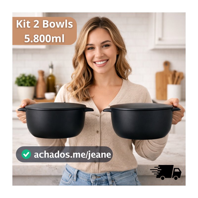 Kit 2 Bowls Potes Grandes Para Armazenagem de Alimentos Saladas Carnes 5.800ML