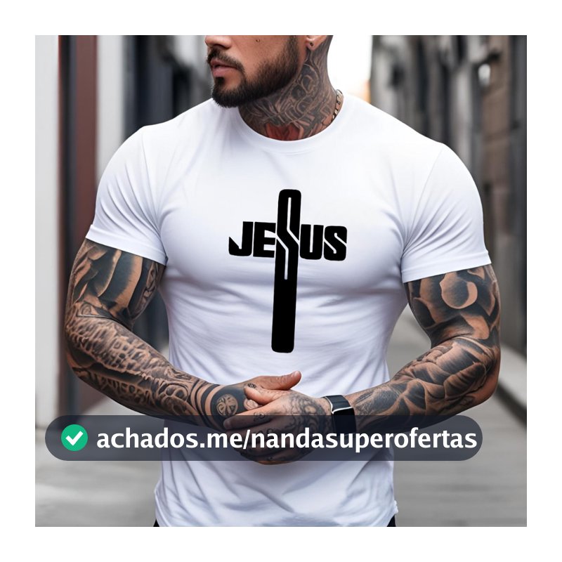 Camiseta Personalizada Evangelica Com Cruz Escrita Jesus 100% Algodão Unissex